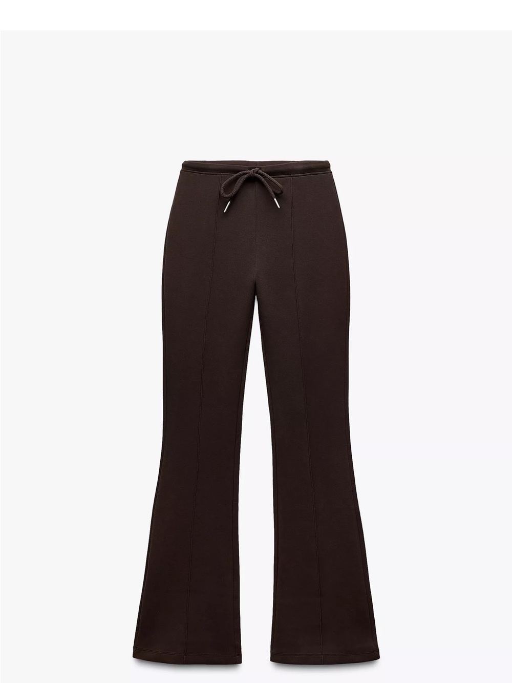 Zara Brown Boot-Cut Drawstring Flare Pants